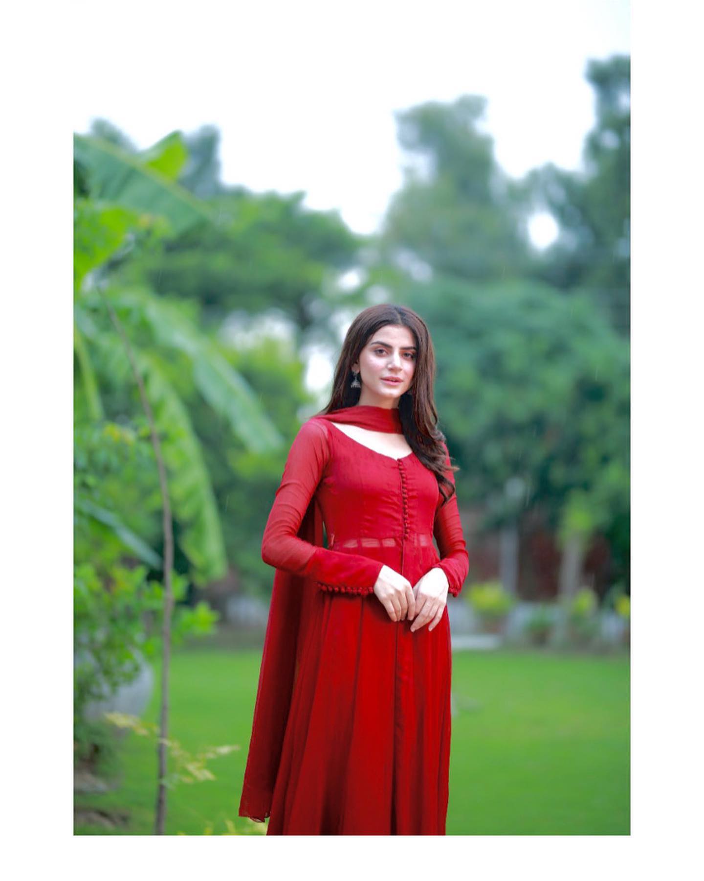 Ruby Red Sadlo s Georgette Silk Anarkali Suit with Half Inner Pattern