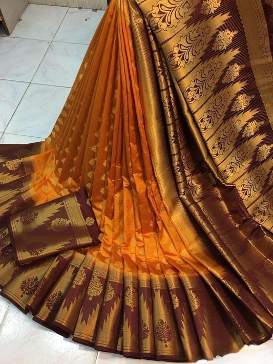 Women's Attractive Kanjivaram Silk Saree With Zari Butta