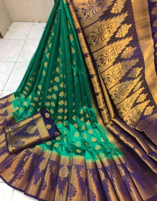 Women's Attractive Kanjivaram Silk Saree With Zari Butta