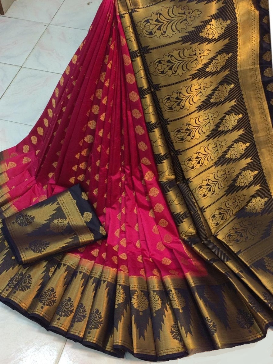 Women's Attractive Kanjivaram Silk Saree With Zari Butta