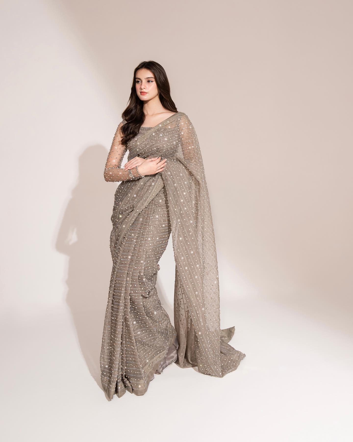 Sadlo`s Designer Georgette Swarovski Work Saree