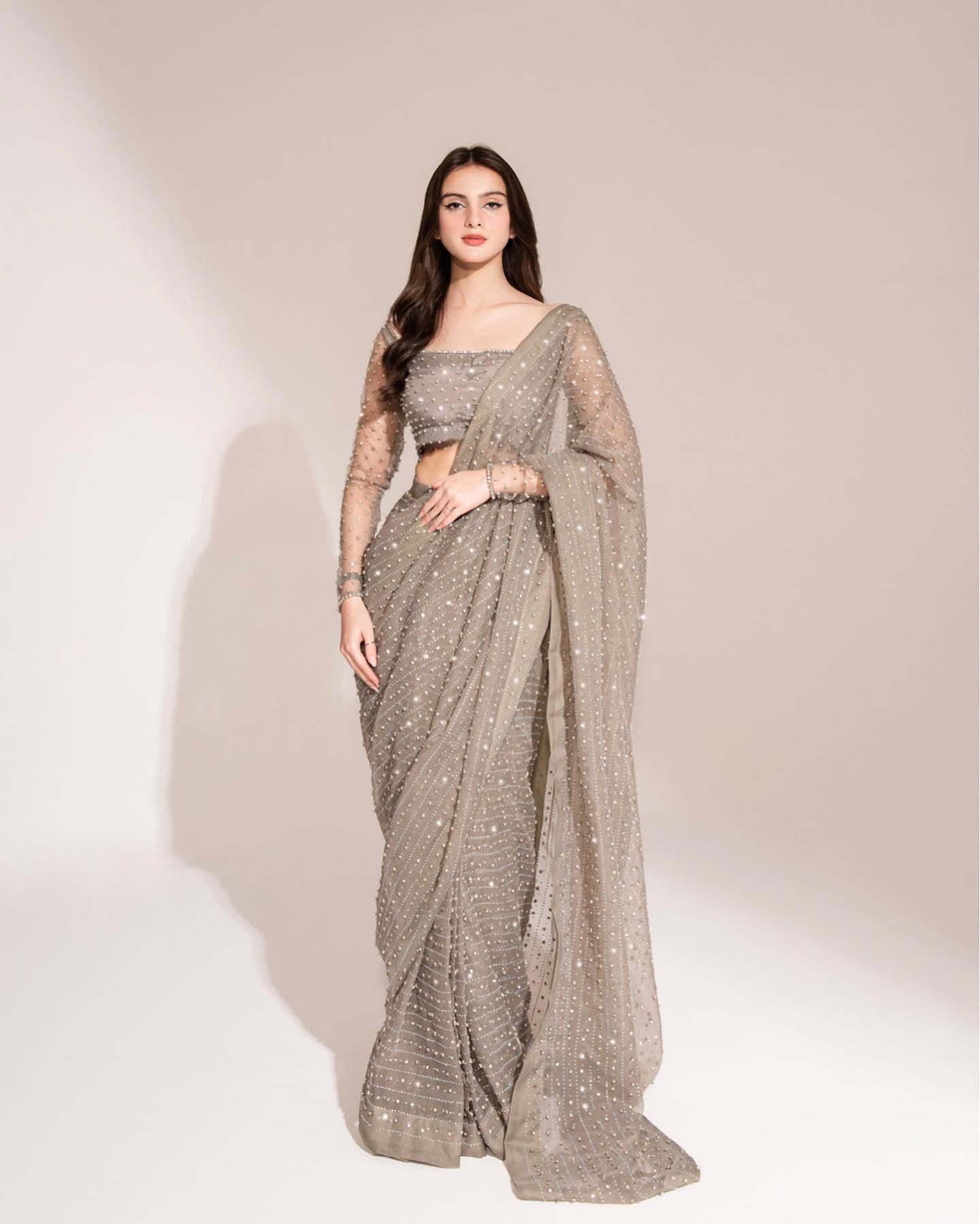 Sadlo`s Designer Georgette Swarovski Work Saree