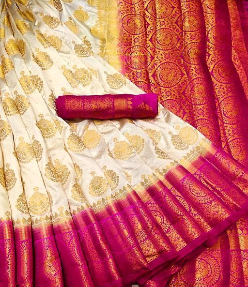 Women's Latest Collection Of Saree With Zari Butta Pattern