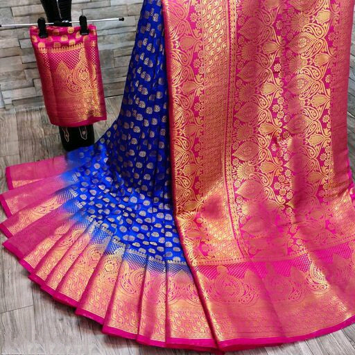 Women's Exquisite Wedding Wear Art Silk Saree With Classy Zari Butta