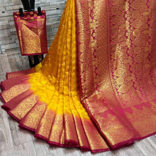 Women's Exquisite Wedding Wear Art Silk Saree With Classy Zari Butta