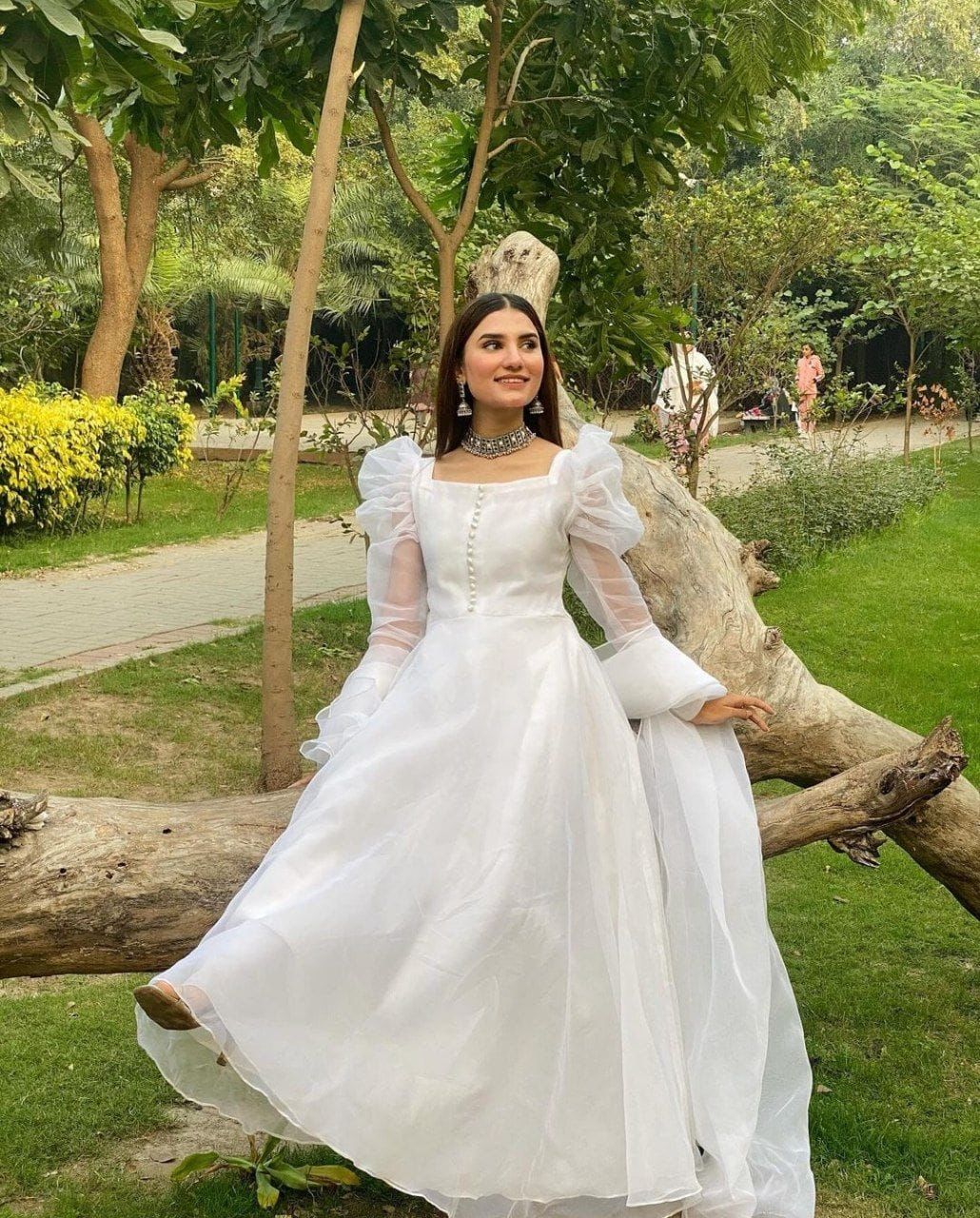 Moonlit Majesty: Sadlo's Organza Silk Anarkali Gown With Huge Flair